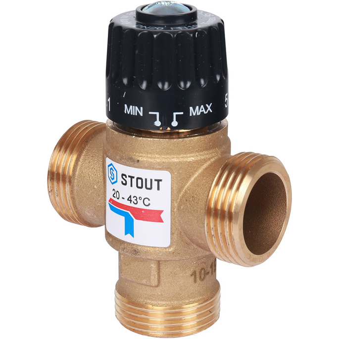 Клапан термостатический Stout 1” НР подмешивающий 20-43 градусов KV 2.5 м3/ч