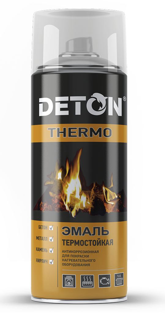 Купить Эмаль аэрозольная алкидная термостойкая Deton thermo, красная, 520мл