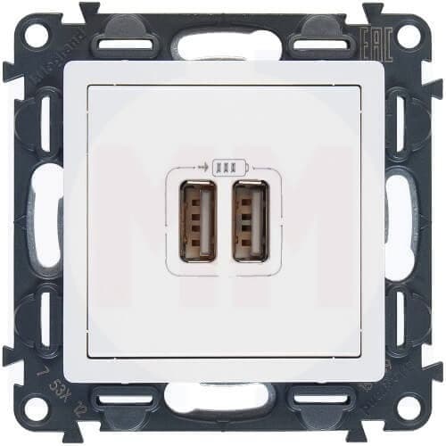 

Розетка USB LeGrand Valena Life с двумя разъемами тип А/тип А белая, Белый
