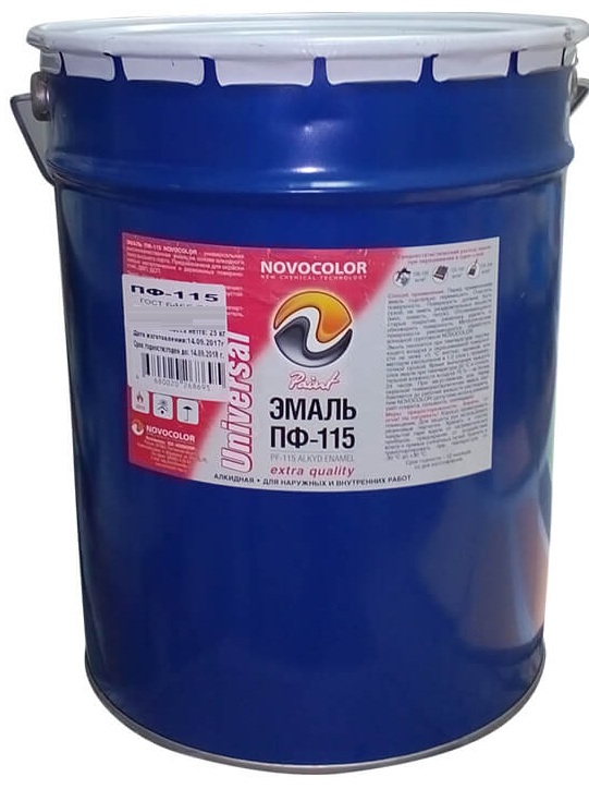 Novocolor ПФ-115 25 кг, Эмаль алкидная универсальная (черная)