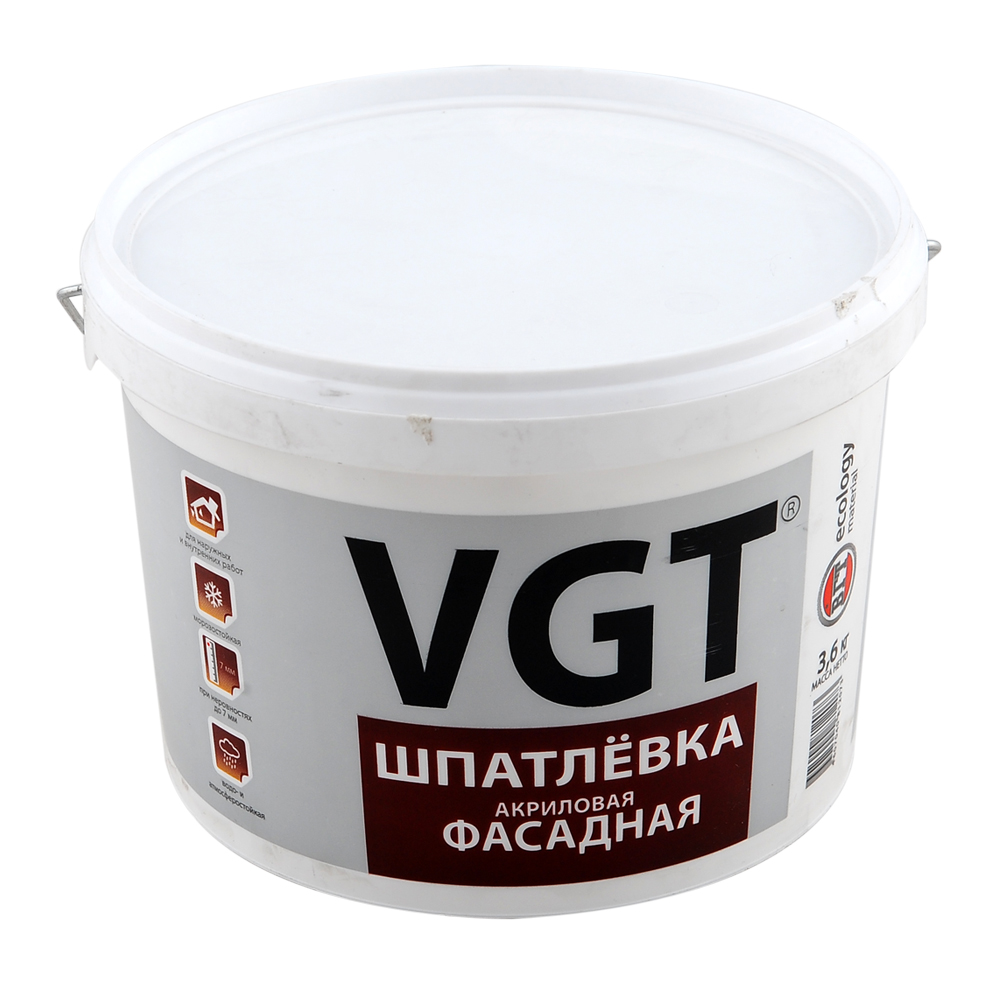 

ВГТ, 18 кг, Шпатлевка готовая фасадная, Белый