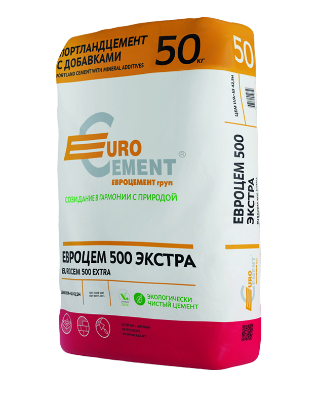 Купить Цемент Eurocement Экстра М500 Д20 50 кг