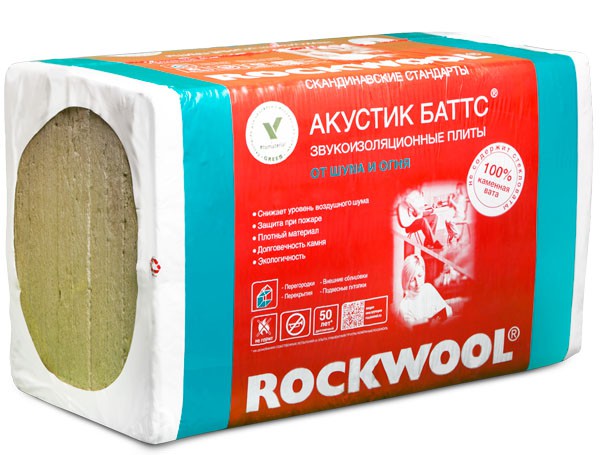Rockwool Акустик Баттс, 1000x600х100 мм, Звукоизоляция