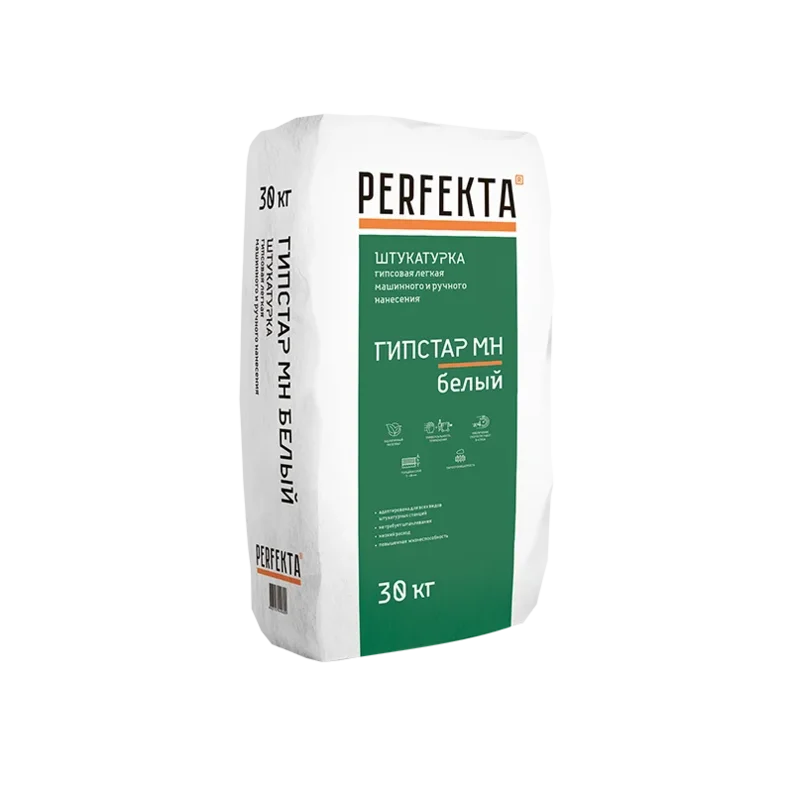 

Штукатурка гипсовая Perfekta Гипстар МН белая 30 кг, Белый
