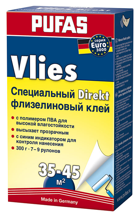 

Pufas Euro 3000 Vlies Direkt, 300 г, Обойный клей флизелиновый