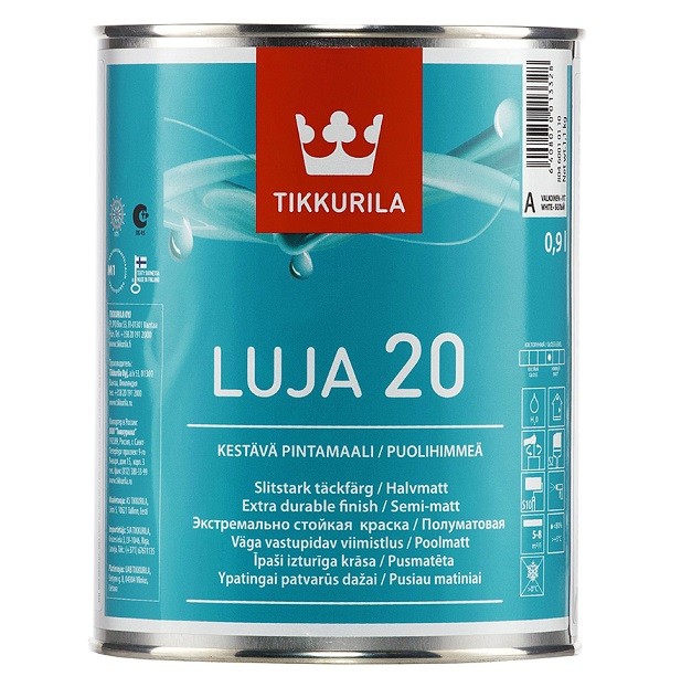 Купить Краска интерьерная Tikkurila Luja 20 основа А полуматовая 0.9 л