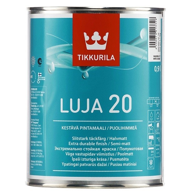 Купить Краска интерьерная Tikkurila Luja 20 основа C полуматовая 0.9 л