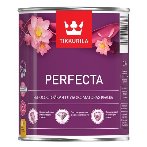 Купить Краска интерьерная Tikkurila Perfecta база C глубокоматовая 0.9 л