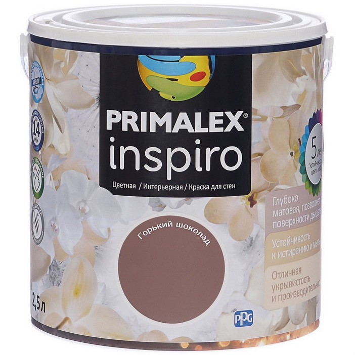 

Краска интерьерная Primalex Inspiro Горький шоколад 2.5 л, Коричневый