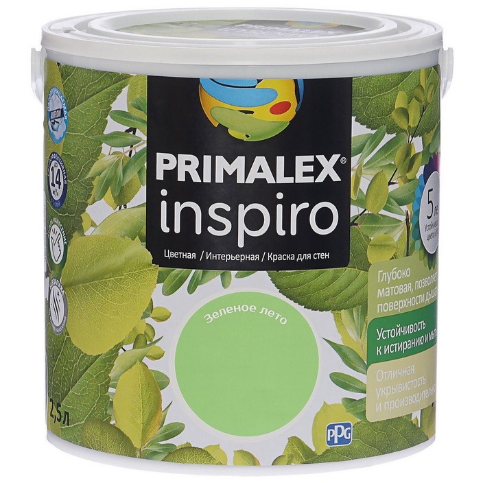 

Краска интерьерная Primalex Inspiro Зеленое лето 2.5 л, Зеленый