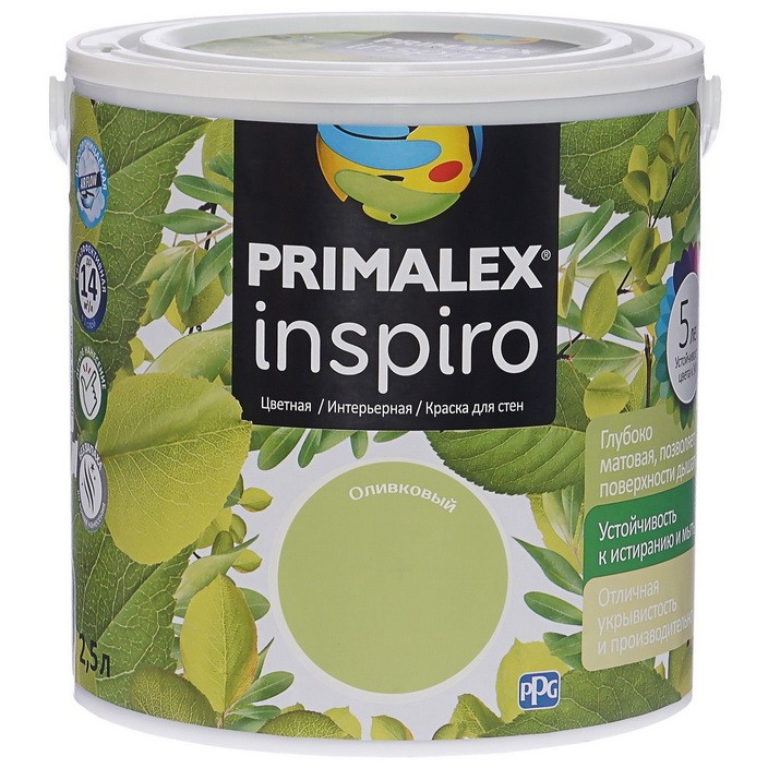 

Краска интерьерная Primalex Inspiro Оливковая 2.5 л, Зеленый