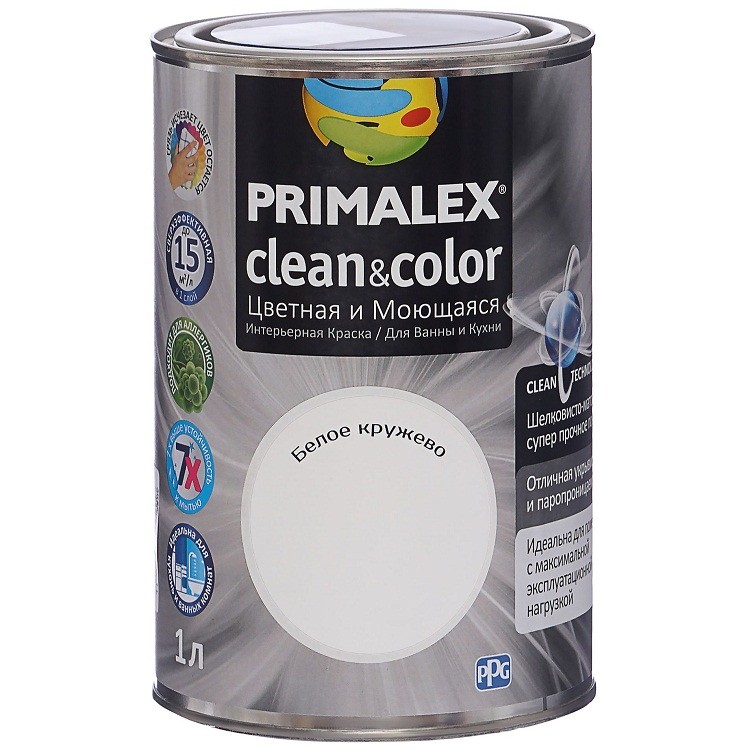 Купить Краска интерьерная Primalex Clean&Color Белое кружево 1 л