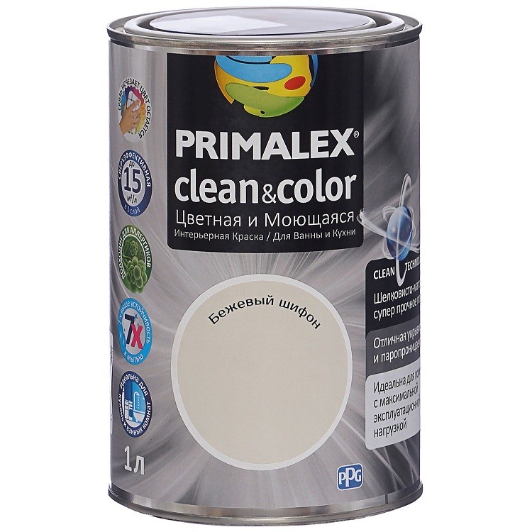 

Краска интерьерная Primalex Clean&Color Бежевый шифон 1 л