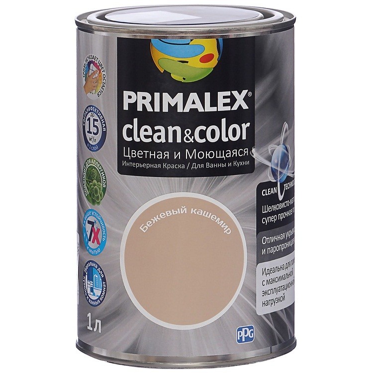 

Краска интерьерная Primalex Clean&Color Бежевый кашемир 1 л