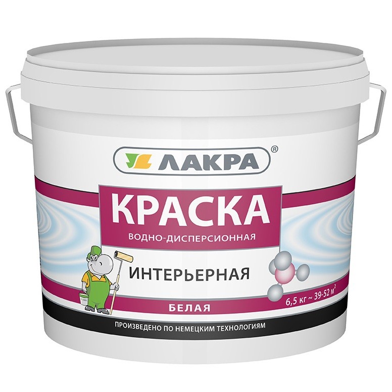 

Краска акриловая Лакра интерьерная белая 6.5 кг, Белый