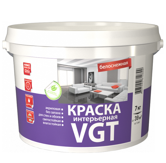 Купить Краска интерьерная VGT ВД-АК-2180 белоснежная 7 кг
