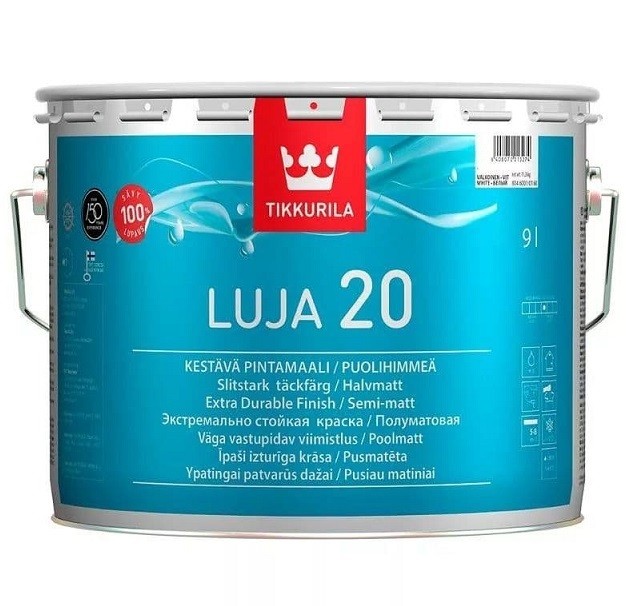 Купить Краска интерьерная Tikkurila Luja 20 основа C полуматовая 9 л