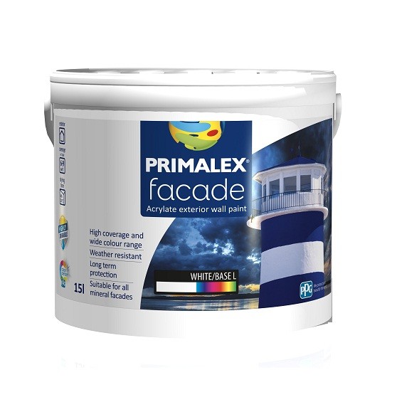 

Краска интерьерная Primalex Facade Белая 15 л, Белый