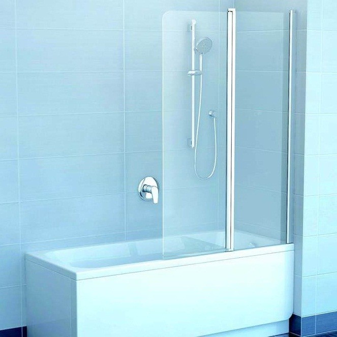 Купить Шторка для ванны Ravak Chrome CVS2-100 R 2 створки 1500х1000 мм стекло Transparent блестящая