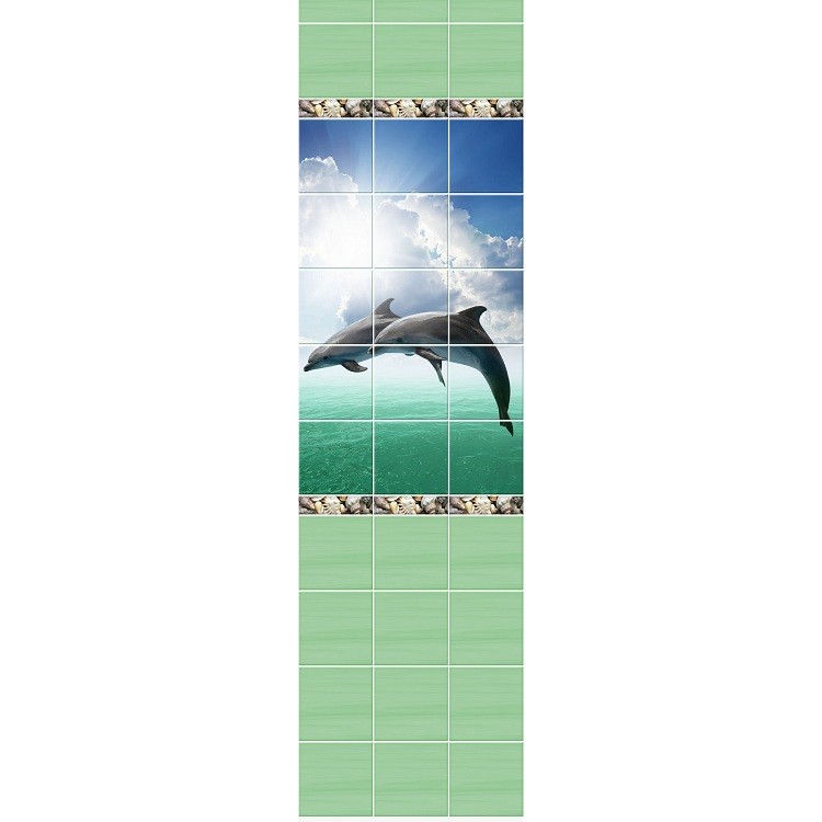 Стеновая панель ПВХ Novita фриз 3D Зеленый океан узор 2700х250 мм