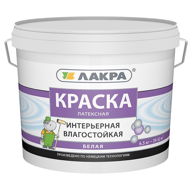 

Краска латексная Лакра интерьерная влагостойкая белая 6.5 кг, Белый