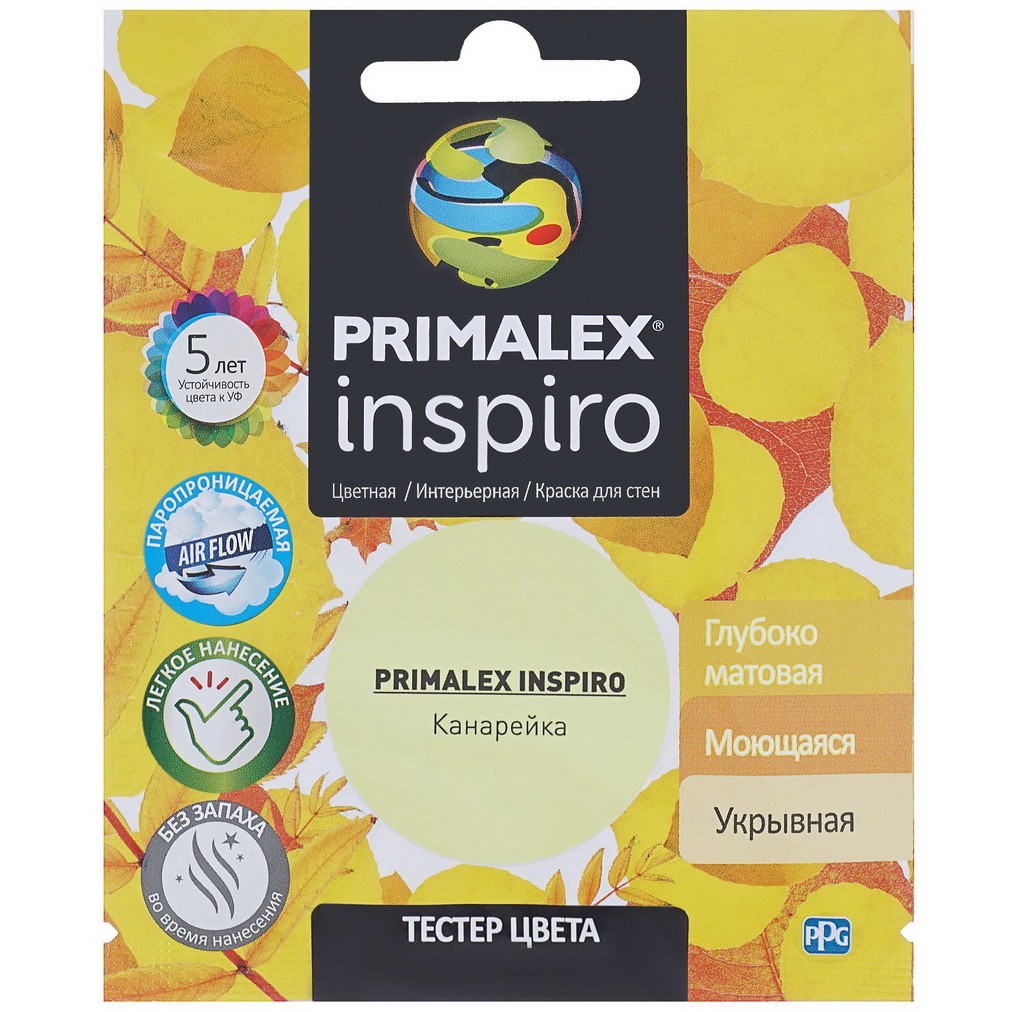 

Краска интерьерная Primalex Inspiro Канарейка 40 мл, Желтый