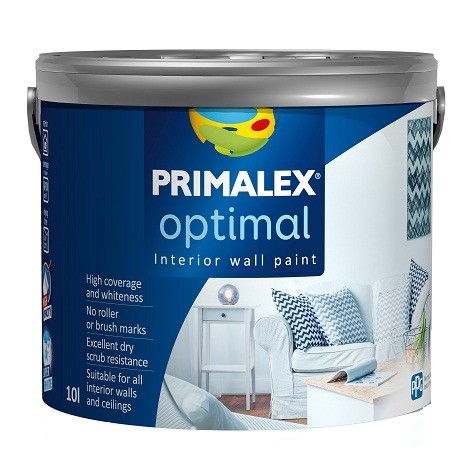 

Краска интерьерная Primalex Optimal Белая 10 л, Белый