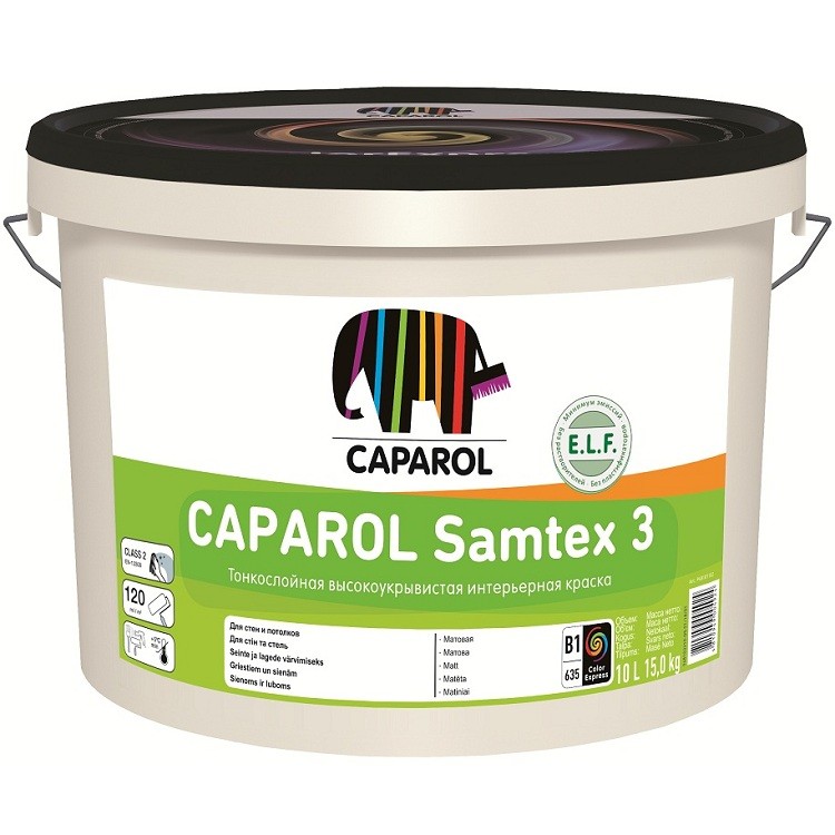 

Краска интерьерная Caparol Samtex 3 BAS 1 глубокоматовая 10 л, Белый