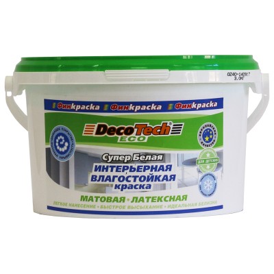 Купить Краска интерьерная влагостойкая DecoTech Eco 3кг