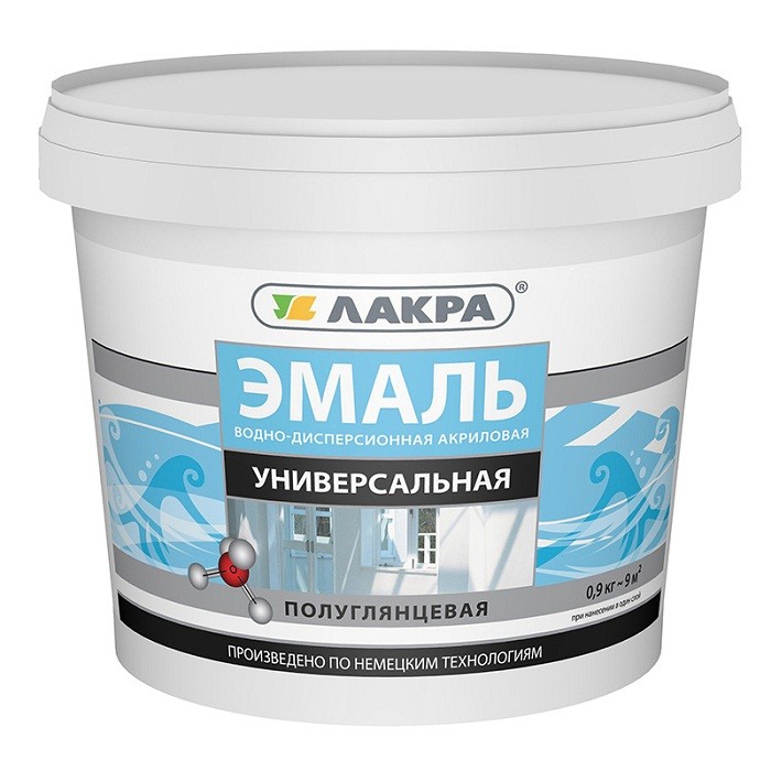 

Эмаль акриловая Лакра универсальная полуглянцевая 0.9 кг, Белый