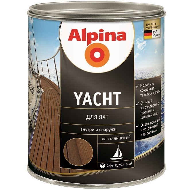 Лак яхтный алкидный Alpina Yacht глянцевый 0.75 л