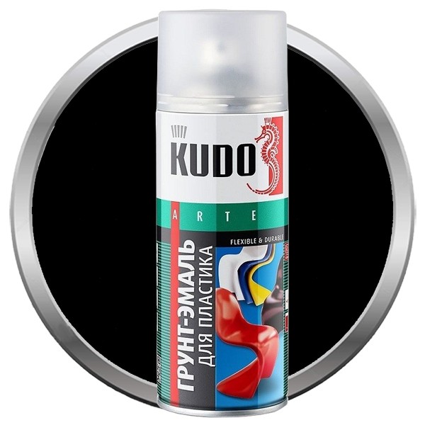 Купить Грунт-эмаль для пластика Kudo KU-6002 черная 520 мл
