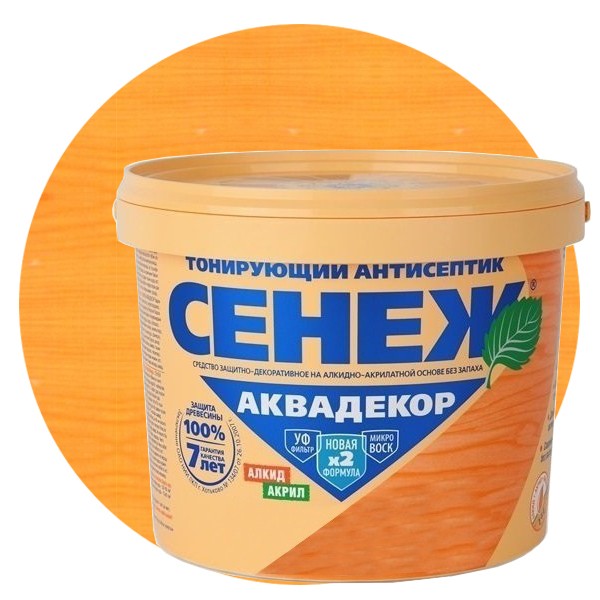 

Антисептик тонирующий Сенеж Аквадекор 105 калужница 2.5 кг, Бесцветный