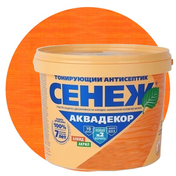 

Антисептик тонирующий Сенеж Аквадекор 106 орегон 0.9 кг, Бесцветный