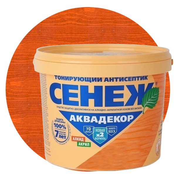 

Антисептик тонирующий Сенеж Аквадекор 107 каштан 9 кг, Бесцветный
