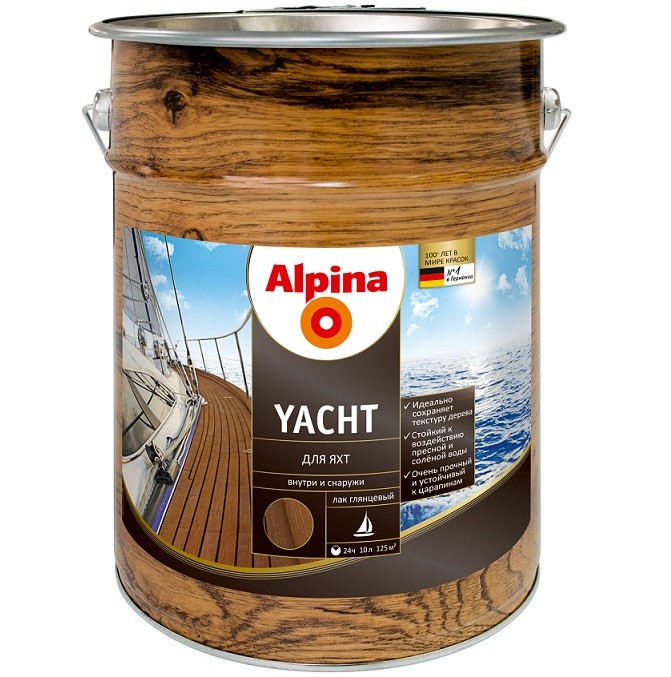 Лак яхтный алкидный Alpina Yacht глянцевый 10 л