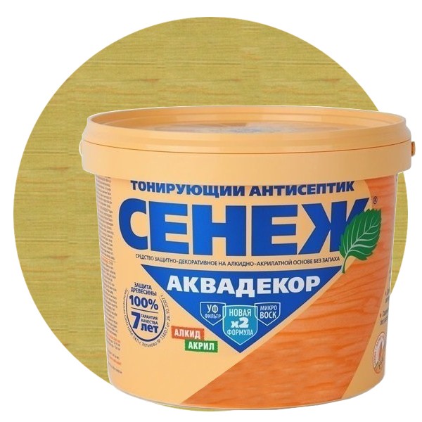 

Антисептик тонирующий Сенеж Аквадекор 115 папоротник 2.5 кг, Бесцветный