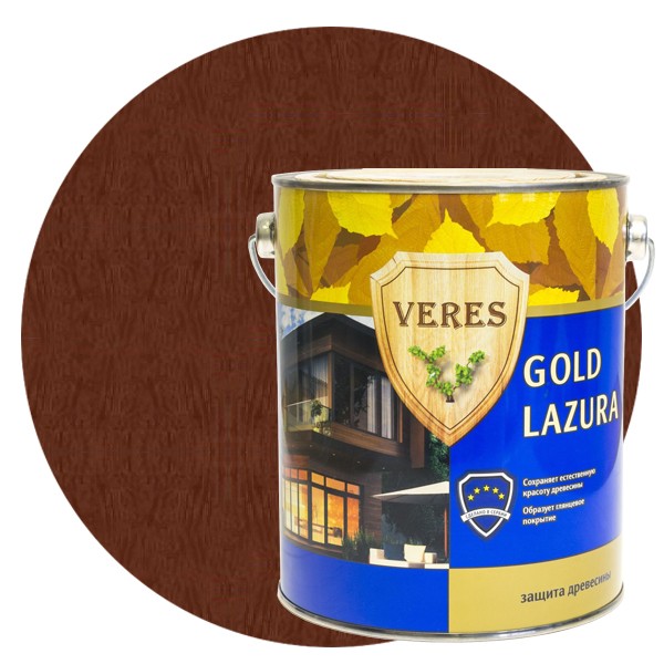 

Пропитка для древесины Veres Gold Lazura № 3 Тик 2.7 л, Коричневый