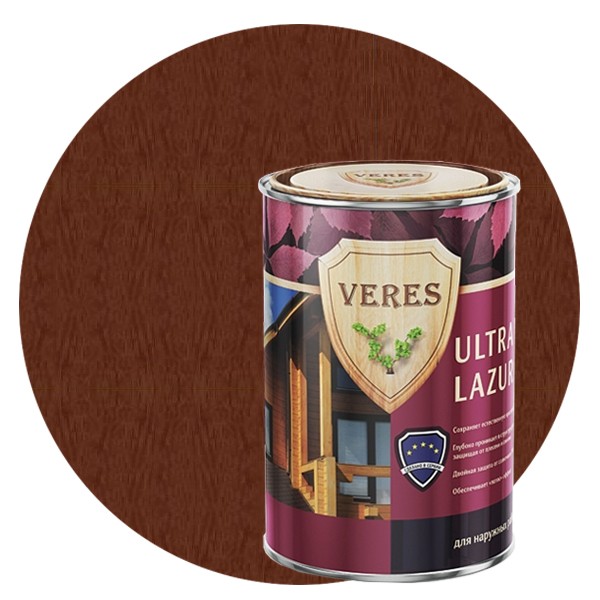 

Пропитка для древесины Veres Ultra Lazura № 3 Тик 0.9 л, Коричневый