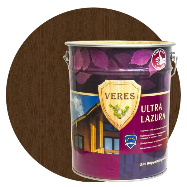 Купить Пропитка для древесины Veres Ultra Lazura № 4 Орех 20 л