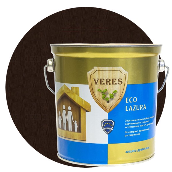 

Пропитка для древесины Veres Eco Lazura № 9 Палисандр 2.5 л, Коричневый