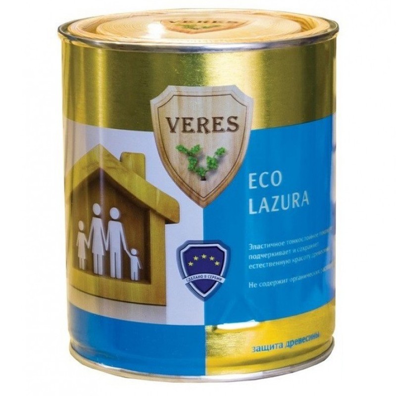 

Пропитка для древесины Veres Eco Lazura № 12 Белая 0.75 л, Белый