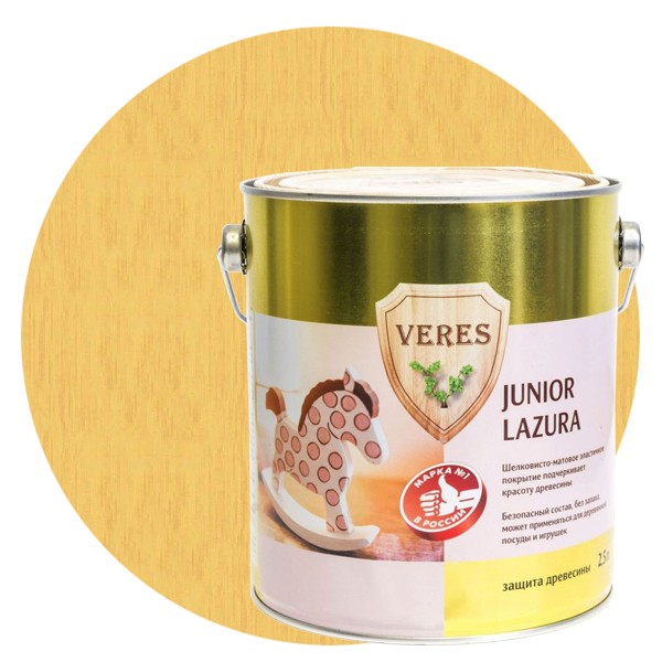 Купить Пропитка для древесины Veres Junior Lazura №6 Пшеничная 2.5 л