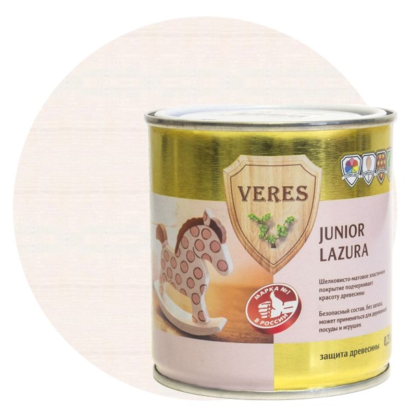 Купить Пропитка для древесины Veres Junior Lazura №12 Белая 0.25 л