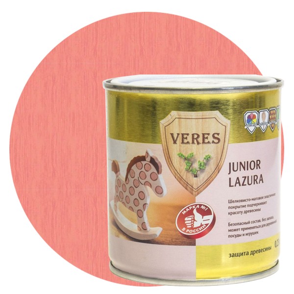 Купить Пропитка для древесины Veres Junior Lazura №14 розовая 0.25 л