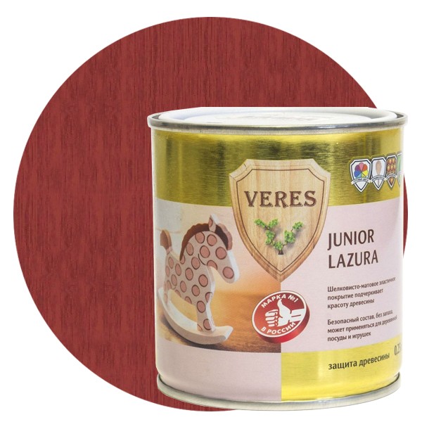 

Пропитка для древесины Veres Junior Lazura №15 Терракотовая 0.25 л, Коричневый