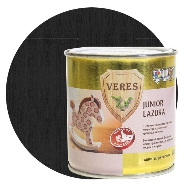 Купить Пропитка для древесины Veres Junior Lazura №22 Черная 0.25 л