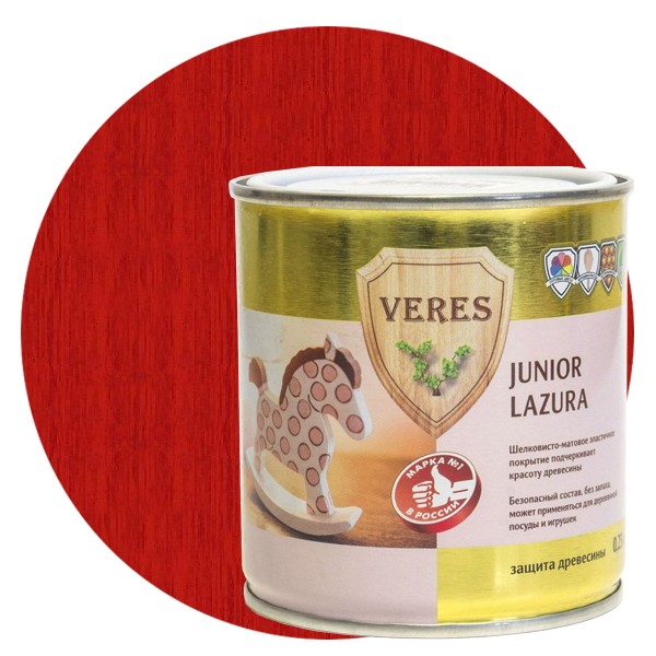 Купить Пропитка для древесины Veres Junior Lazura №23 Алая 0.25 л