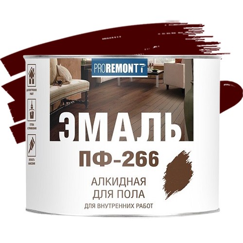 Купить Эмаль для пола Proremontt ПФ-266 красно-коричневая 2.7 кг