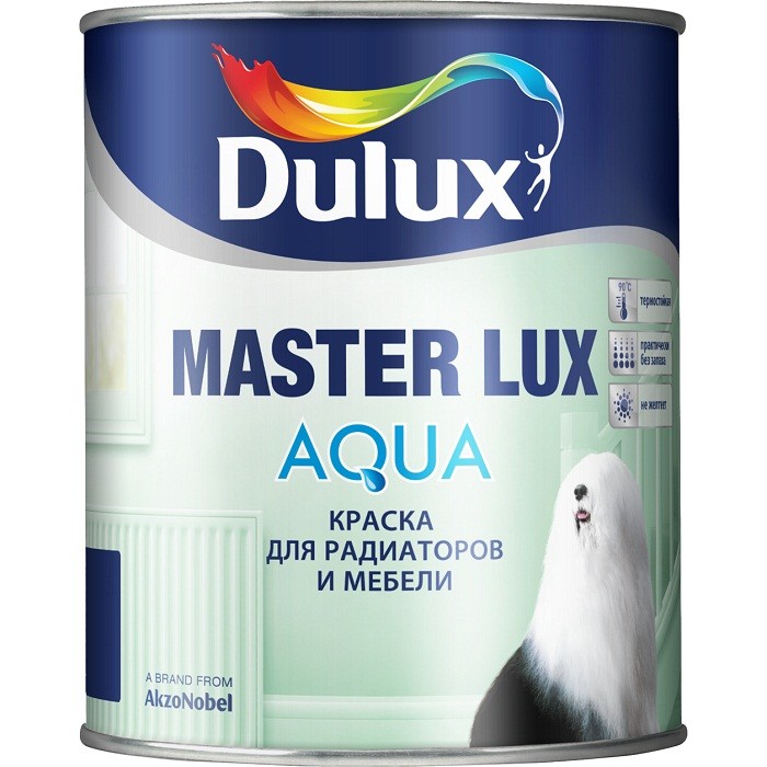 Эмаль акриловая Dulux Master Lux Aqua 40 для радиаторов и мебели база BС полуглянцевая 0.93 л